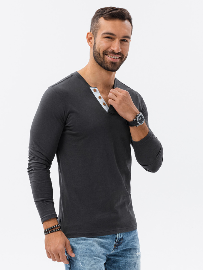 Bluza cu maneca lunga simpla barbati - gri inchis L133