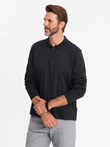 Men's longsleeve with zippered polo collar - black V8 OM-POLS-0130