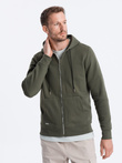 Hanorac cu glugă cu fermoar pentru bărbați - olive V2 OM-SSZP-22FW-003