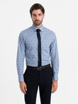 Pánská klasická bavlněná košile SLIM FIT s kraby - světle modrá V6 OM-SHCS-0156