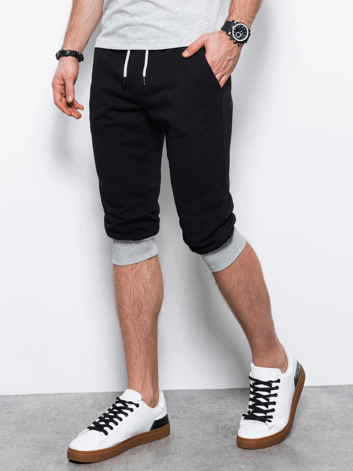 Pantaloni de trening scurti babrati - negru/gri V1 P29