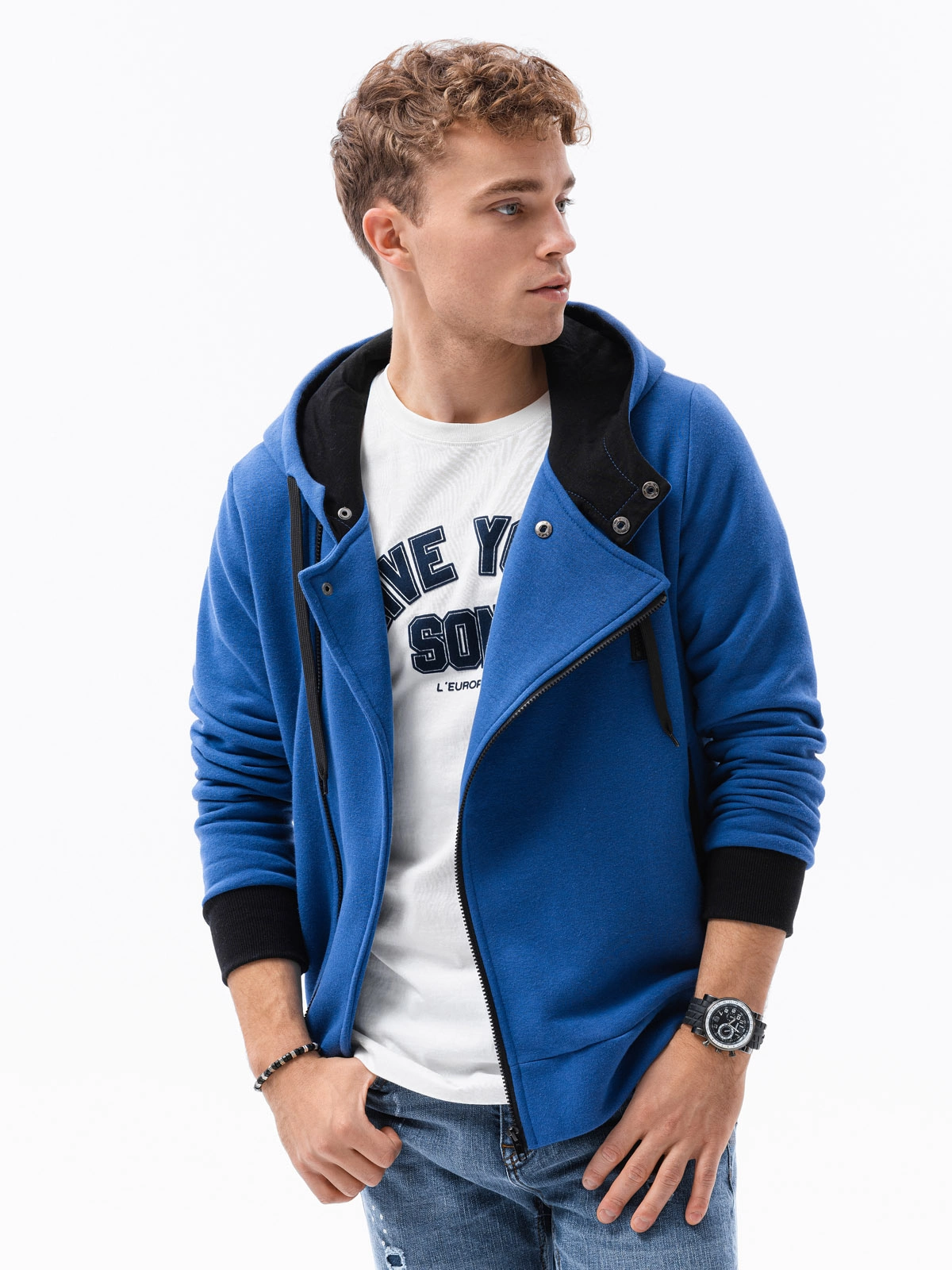 Men's zip-up hoodie blue B297 Men's clothing online