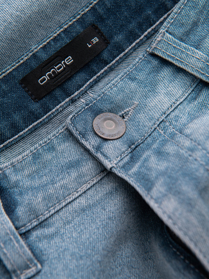 Pantaloni scurți din denim pentru bărbați cu spălături subtile - albastru deschis V1 OM-SRDS-0145