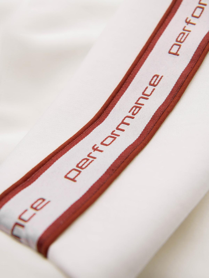 Hanorac elastic pentru bărbați cu bordură și guler înalt - crem V2 OM-SSZP-0224