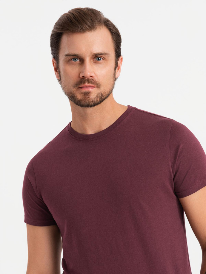 Set tricou din bumbac BASIC pentru bărbați cu decolteu rotund - negru/alb/maroon V6 OM-TSBS-0232