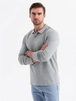 Vyriški BASIC polo marškinėliai su apykakle ir ilgomis rankovėmis - pilkas melanžas V4 OM-POBL-0114