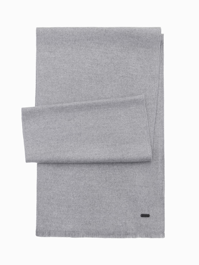 Eșarfă monocromă cu franjuri pentru bărbați - gri V3 OM-ACSF-0116
