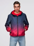 Men's sports jacket with reflectors - navy blue and red V3 OM-JANP-0105