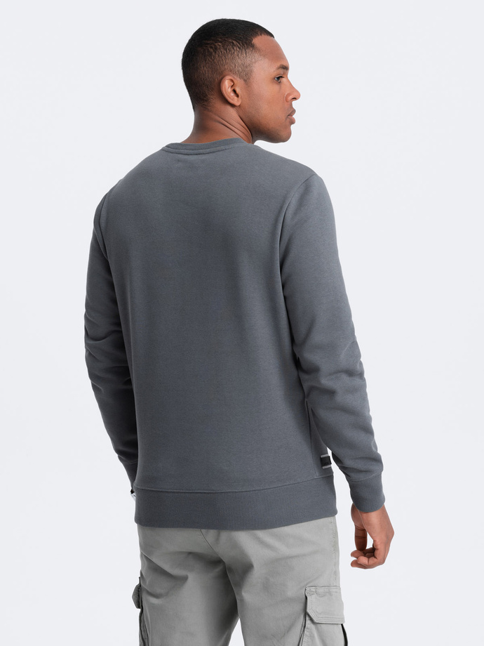 BASIC men's non-stretch cotton sweatshirt - graphite V11 OM-SSBN-0159