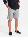 Men's knit shorts in linen and cotton - gray V1 OM-SRCS-0130