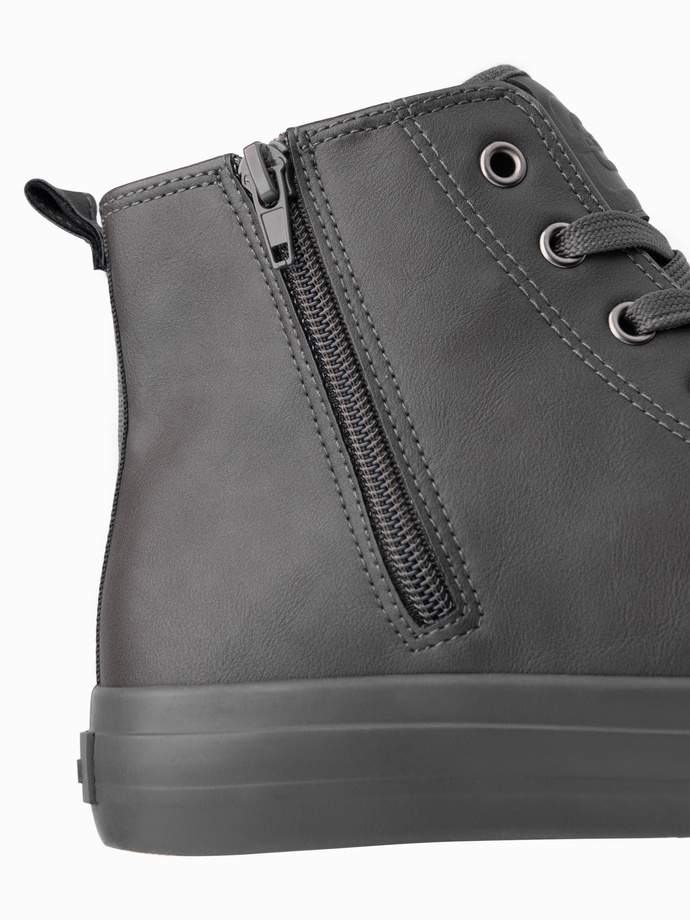 Men's high-top sneakers with decorative toe - gray V2 OM-FOTH-0157
