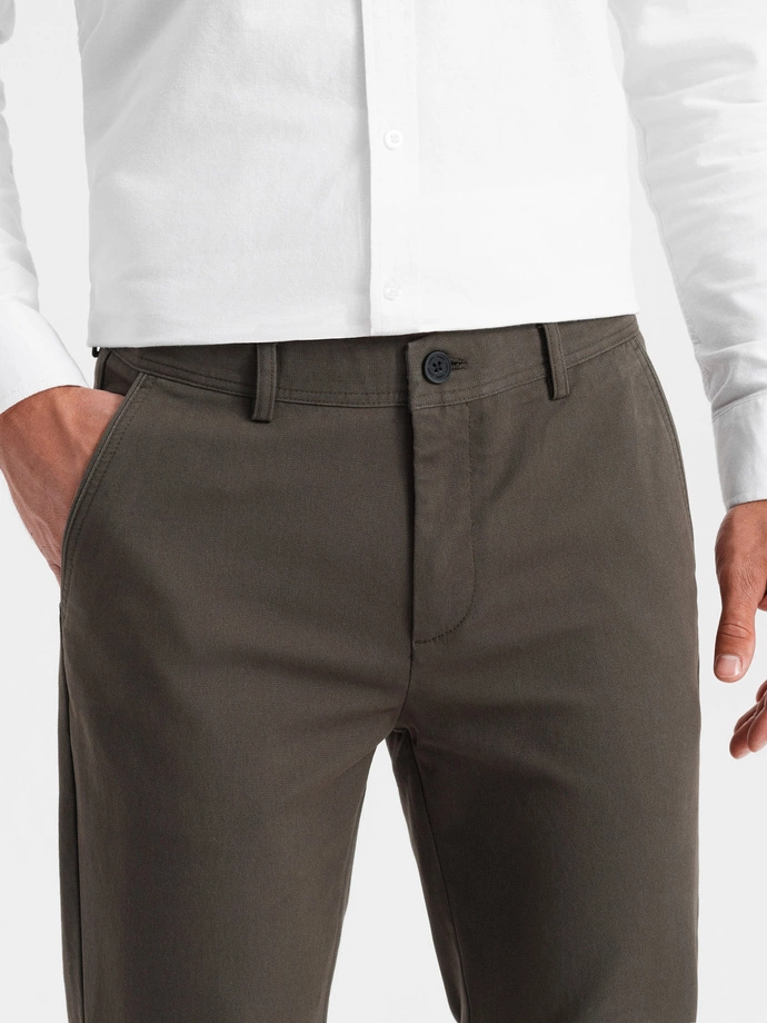 Classic men's softly textured chino pants - khaki V2 OM-PACP-0188