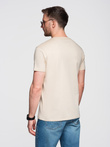 Men's cotton t-shirt with rock style print - cream V1 OM-TSPT-0199