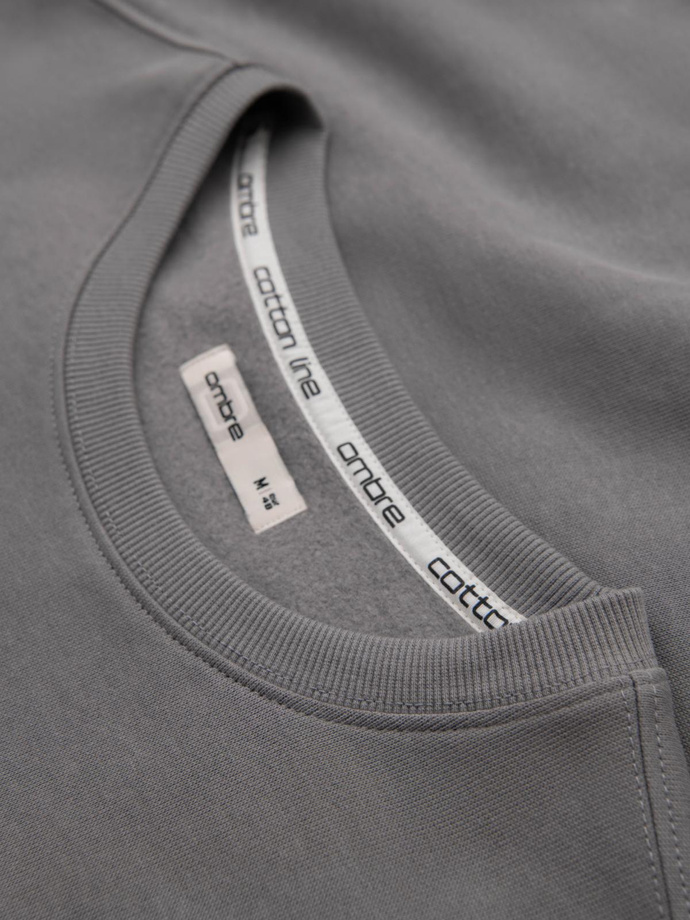 BASIC men's sweatshirt with round neckline - grey V8 OM-SSBN-0175