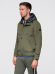 Men's functional transitional jacket with hood - olive V2 OM-JANP-0225
