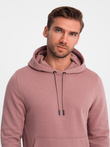 BASIC men's tracksuit set kangaroo sweatshirt + joggers - dark pink V4