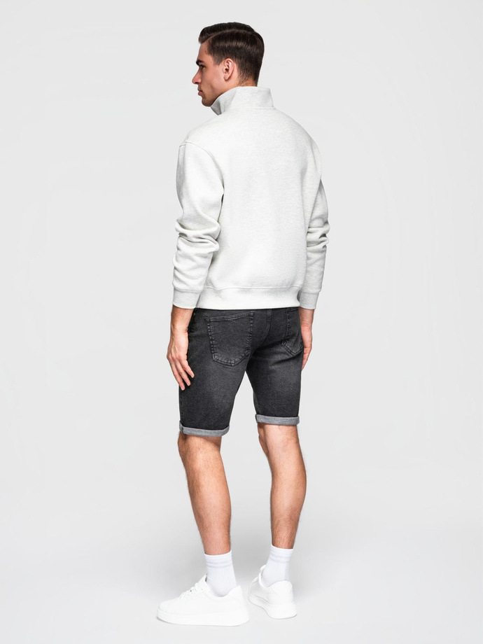 Men's denim shorts with rolled up leg - black V3 OM-SRDS-0164