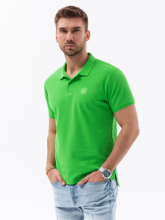 Tricou polo bărbătesc din tricot piqué - verde V25 S1374