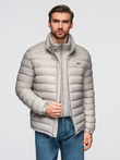 Men's quilted jacket with two fasteners - light grey V2 OM-JALP-0231
