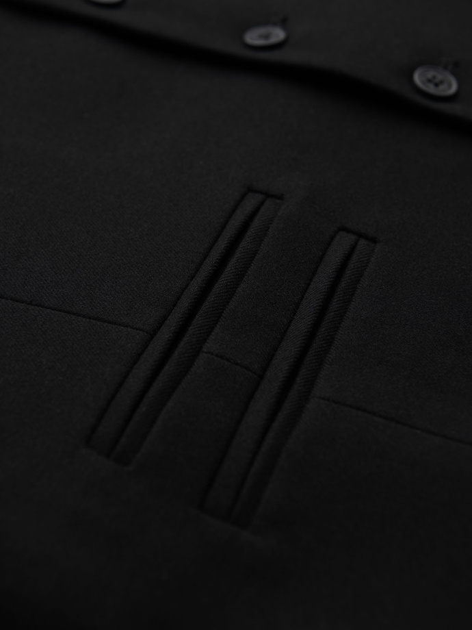 Men's suit vest with classic detailing and lining - black V4 OM-BLZV-0142