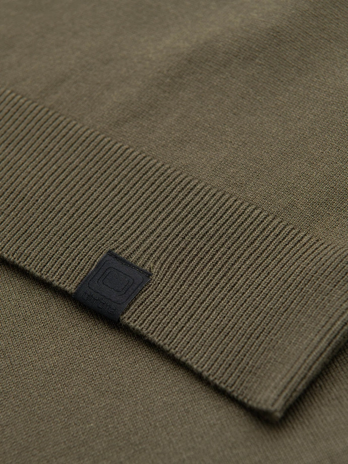 Men's sweater with viscose and spread neckline - olive V1 OM-SWZS-0124