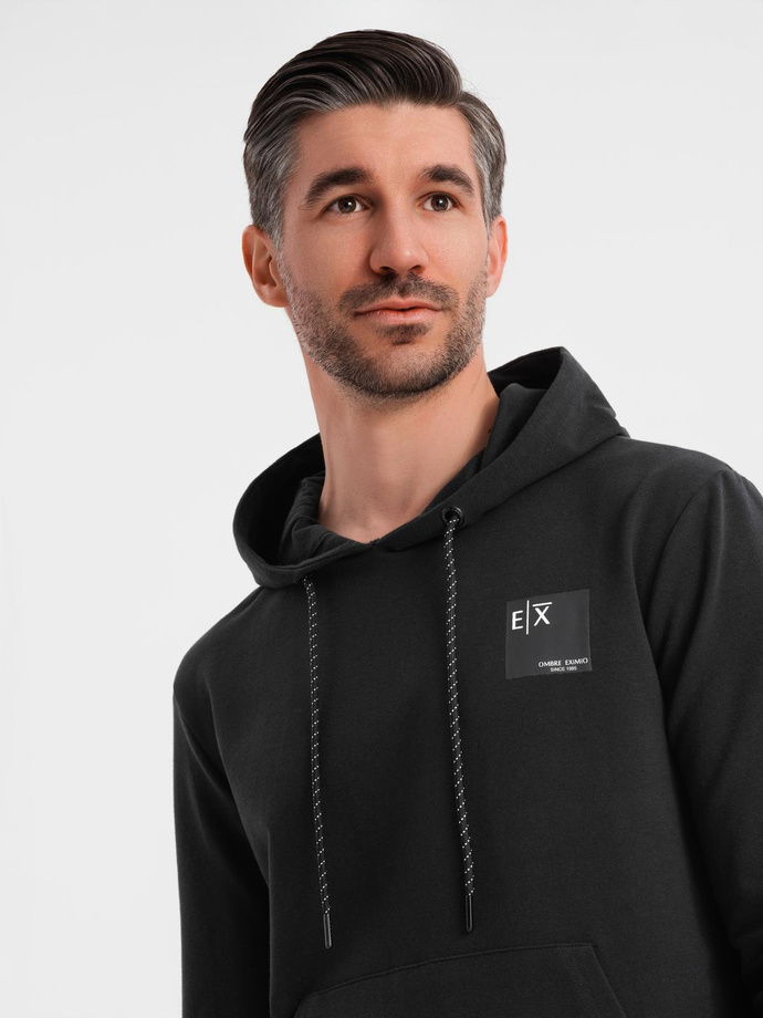 Vyriškas džemperių komplektas su gobtuvu ir sportinėmis kelnėmis - juodas V1 Z107