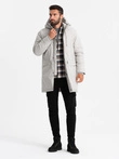 Jachetă parka clasică lungă pentru bărbați - crem V1 OM-JALJ-0166