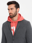 Elegant men's blazer with decorative buttons on cuffs - graphite V1 OM-BLZB-0114