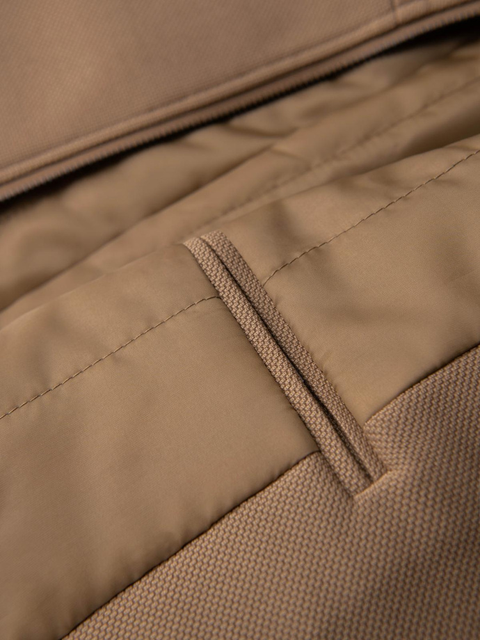 Structured fitted coat for men with high collar - light brown V4 OM-COWC-0136