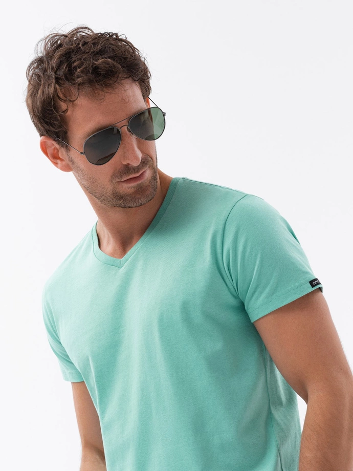 BASIC classic men's tee-shirt with a serape neckline - mint V15 S1369