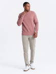Men's BASIC cotton non-stretch sweatshirt - dark pink V4 OM-SSBN-0159