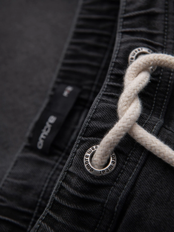 Pánské šortky s elastickým pasem a pracím efektem - šedé V3 OM-SRDS-0192