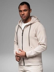 Mikina s kapucí ve streetwearovém stylu - písková V6 OM-SSZP-0213