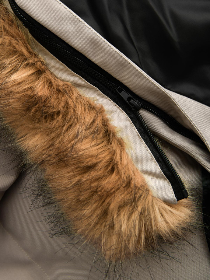 Jachetă parka lungă și caldă pentru bărbați cu glugă - bej V5 OM-JALJ-0182