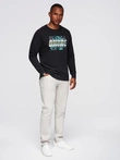 Men's printed sweatshirt worn over the head - black V3 OM-SSPS-0156