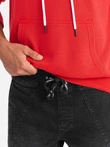 Men's denim joggers with asymmetrical stitching - black V3 OM-PADJ-0165