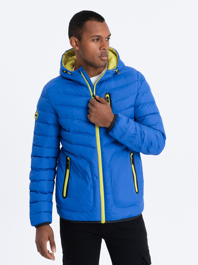 Men's quilted sports jacket - blue V4 OM-JALP-0118