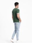 Men's t-shirt with elastane with colored sleeves - green V5 OM-TSCT-0176