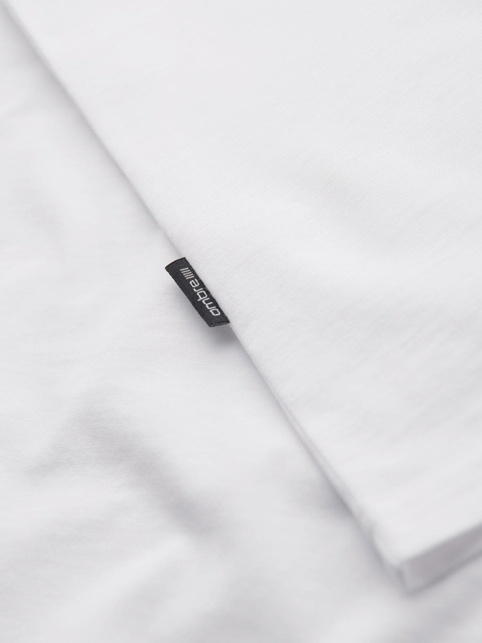 Bumbac clasic pentru bărbați BASIC tricou cu guler în V - maro V10 OM-TSBS-0145