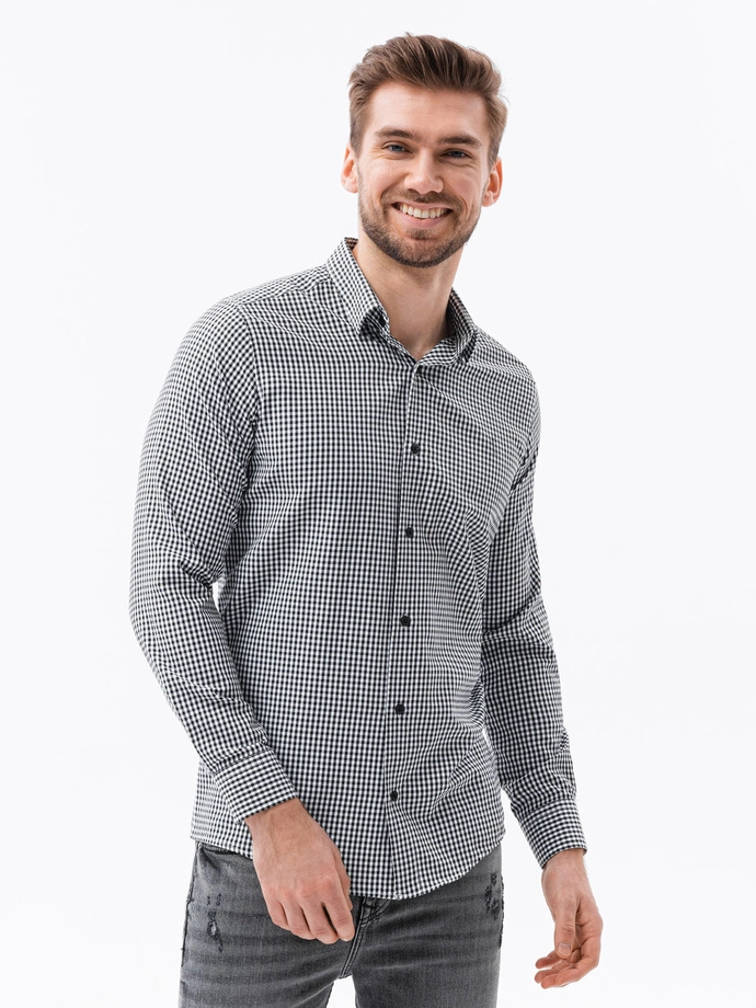 Men's shirt with long sleeves - black K622