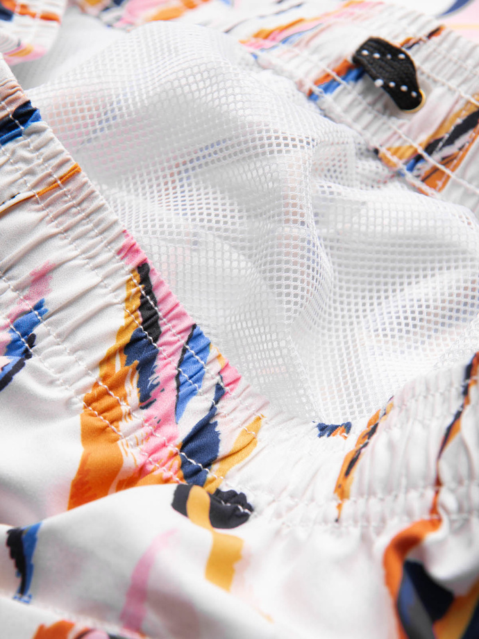 Men's swim shorts in colorful print - white V2 OM-SRBS-0140