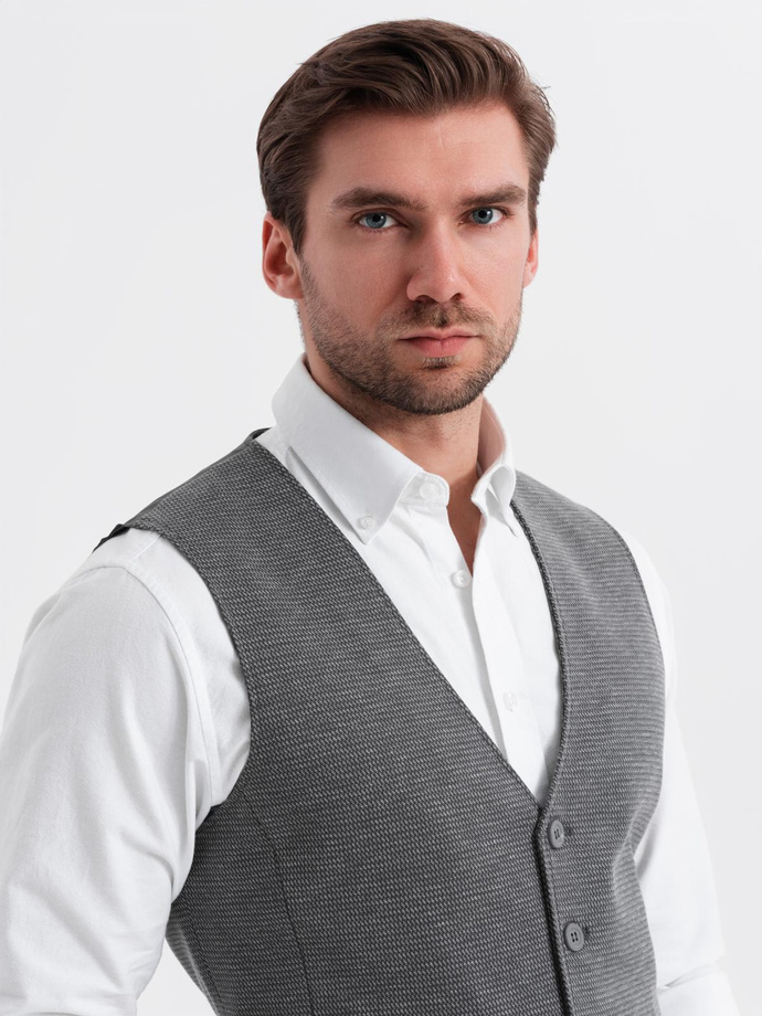 Set elegant costum bărbați vestă + pantaloni scurți - grafit V3 Z112