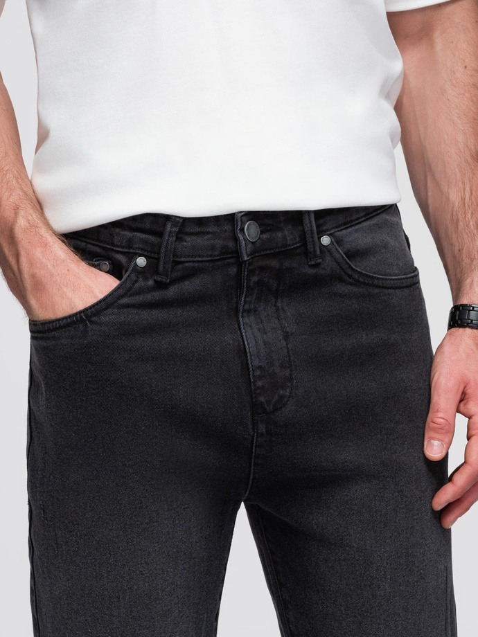 Men's denim JOGGERS pants with classic flare - black V3 OM-PADJ-0265