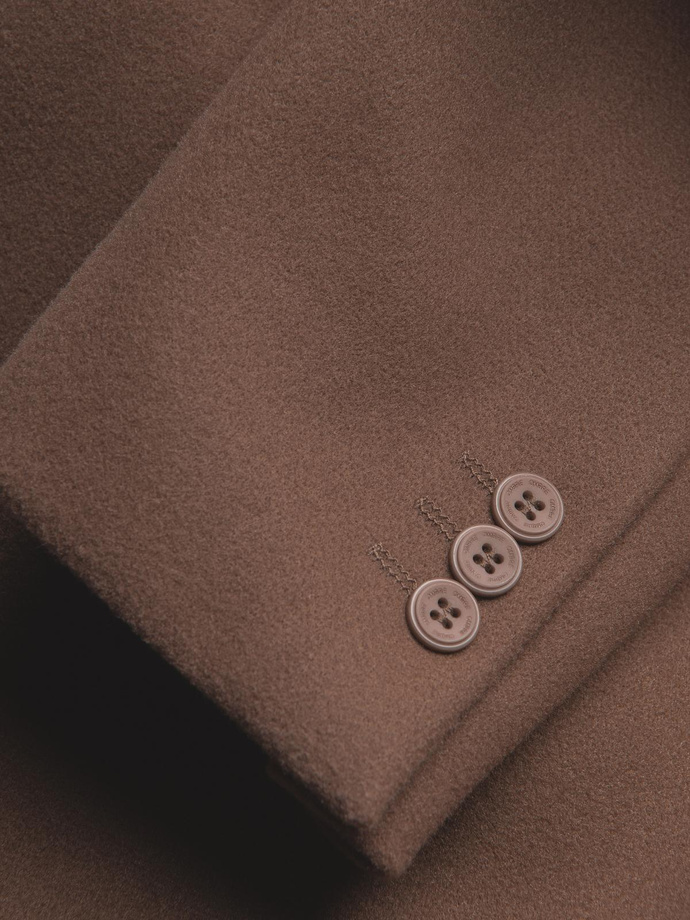 Sacou casual pentru bărbați cu nasturi decorativi la manșete - maro deschis V2 OM-BLZB-0118