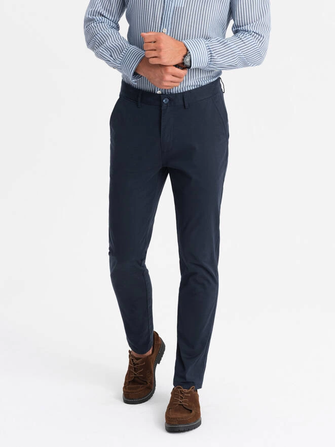 Men's uniform REGULAR FIT chino pants - navy blue V4 OM-PACP-0183