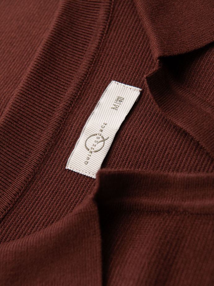 Tricou polo bărbătesc fără nasturi cu țesătură clasică - maro închis V4 OM-POSS-0159