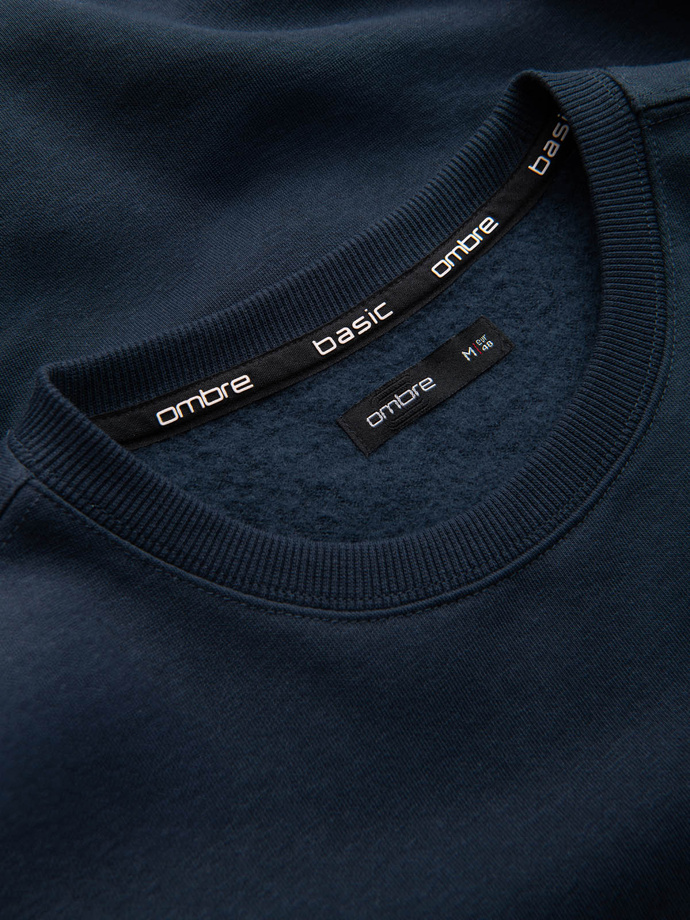 BASIC men's cotton non-stretch sweatshirt - navy blue V1 OM-SSBN-0159
