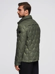Men's quilted jacket in shirt cut - olive V2 OM-JALP-0215