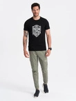 Men's motorcycle style printed t-shirt - black V1 OM-TSPT-0125