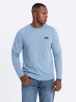 Men's non-stretch sweatshirt with metal pin - blue V3 OM-SSNZ-0136